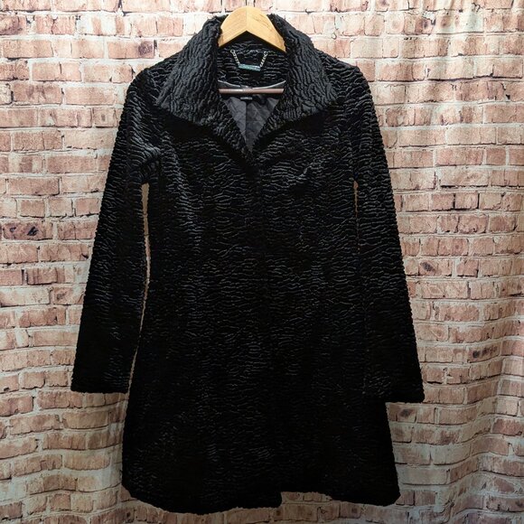 WHBM Black Textured Long Coat Size XS - Picture 1 of 14